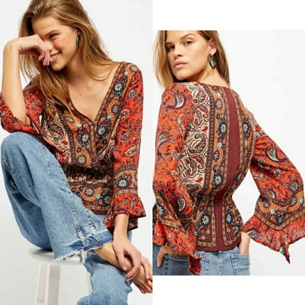 Free People Rosalie floral wrap top